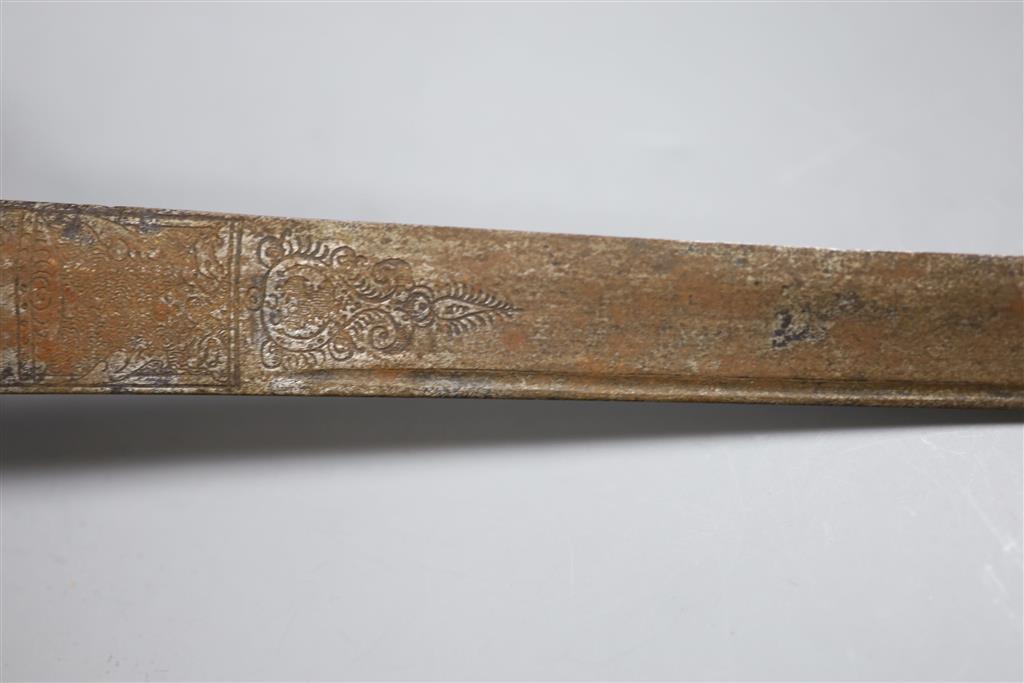 An 18th/19th century German hanger blade, overall length 45cm, and another dagger with horn mounted handle